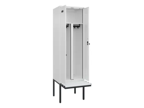 PBM-locker met bank,HxBxD 2120x600x815mm,2vak,vak B 300mm,draaigrendel
