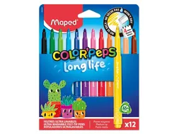 Viltstift Maped Color'Peps Long Life 2.0 set à 12 stuks assorti