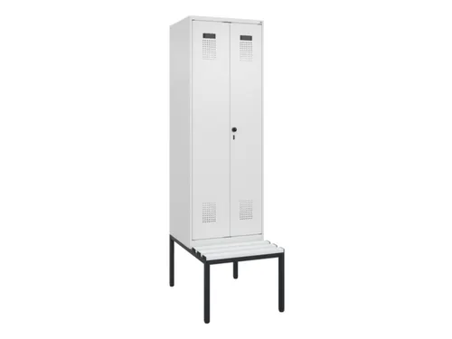 PBM-locker met bank,HxBxD 2120x600x815mm,2vak,vak B 300mm,draaigrendel