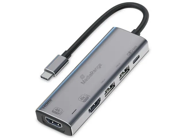 MediaRange USB Type-C 5-in-1 Multiport Adapter Zilver