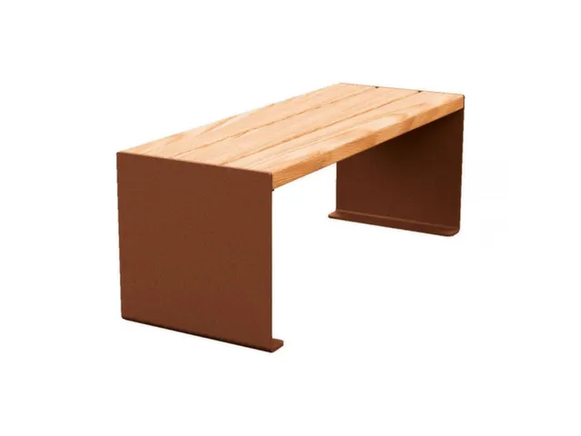 Banc d'extérieur L1200mm 3 lattes chêne clair/rouille