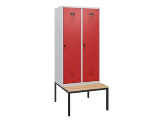 locker met bank,HxBxD 1950x800x815mm,2vak,vak B 400mm,draaigrendel - 2