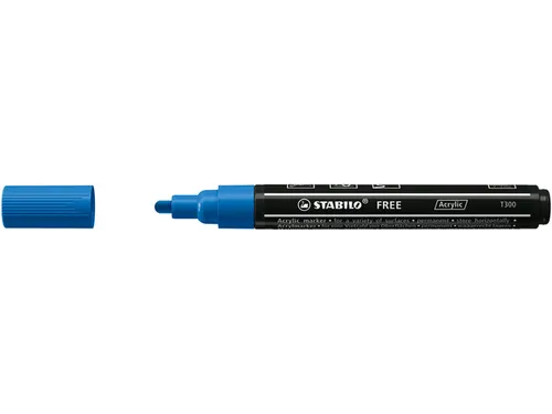 Acrylmarker STABILO Free Acrylic T300 donkerblauw 2-3mm