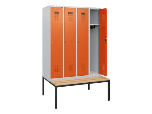 locker met bank,HxBxD 1950x1200x815mm,4vak,vak B 300mm,cilinderslot