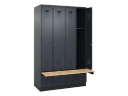 locker met bank,HxBxD 1950x1200x815mm,4vak,vak B 300mm,cilinderslot