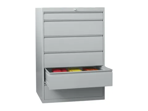 ladekast 1200x715x600mm 6laden cilinderslot RAL7035 front RAL7035