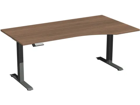 In hoogte verstelbaar bureau in vrije vorm,HxBxD 630-1280x1800x1000mm