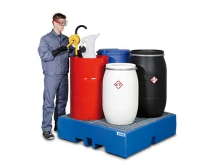 PE-opvangbak,v. 4x200l vat,opvangvol. 405l,HxBxD 350x1300x1300mm - 3