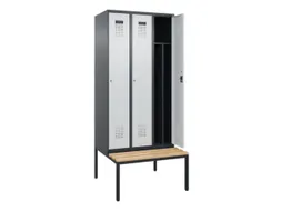 locker met bank,voor scheiding van kleding,HxBxD 2120x900x815mm,3vak
