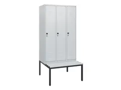 locker met bank,HxBxD 1950x900x815mm,3vak,vak B 300mm,draaigrendel
