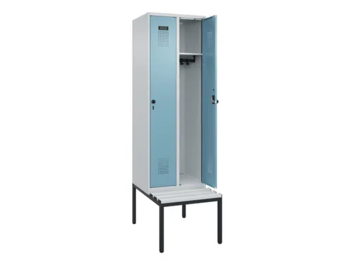 locker met bank,HxBxD 2120x600x815mm,2vak,vak B 300mm,draaigrendel