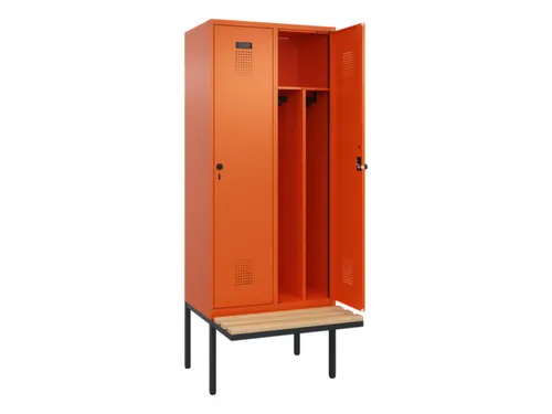 locker met bank,voor scheiding van kleding,HxBxD 2120x800x815mm,2vak