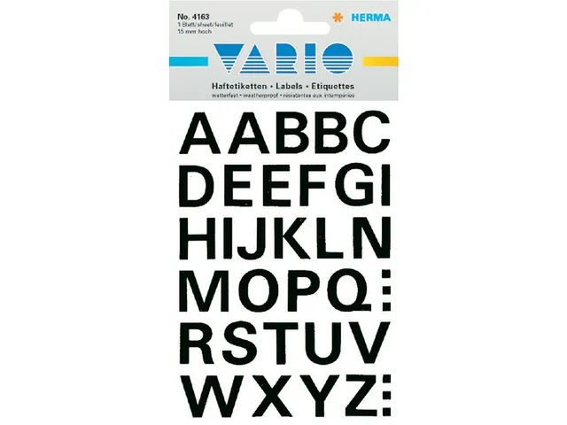 Etiket Herma 4163 15mm Letters A-Z Zwart Folie 36 stuks