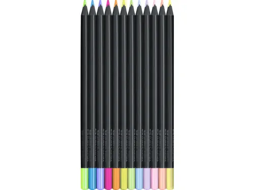 Kleurpotlood Black Edition 12 stuks neon+pastel in kartonnen etui