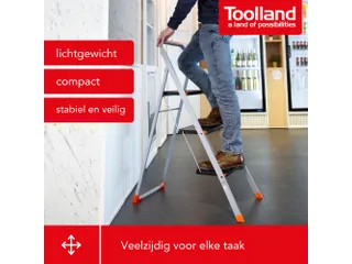 Huishoudtrap met hoge beugel 3 treden antislip inklapbaar tot 150 kg - 2
