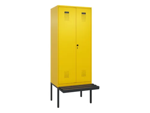 PBM-locker met bank,HxBxD 2120x800x815mm,2vak,vak B 400mm,draaigrendel
