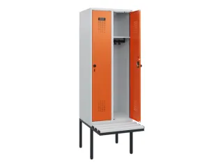 locker met bank,HxBxD 1950x600x815mm,2vak,vak B 300mm,draaigrendel - 1