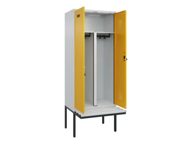 PBM-locker met bank,HxBxD 2120x800x815mm,2vak,vak B 400mm,draaigrendel