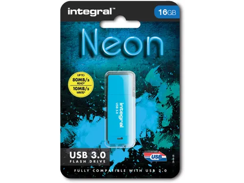 Neon USB 3.0 stick, 16 GB, blauw