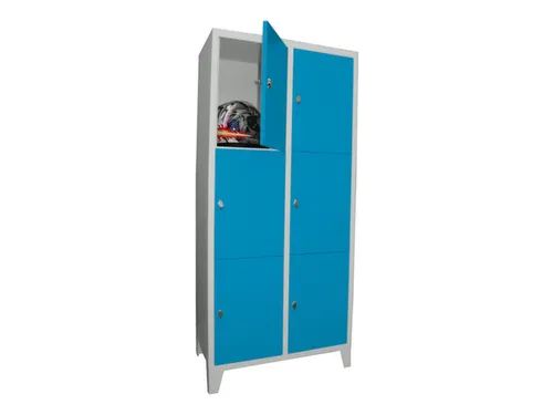 lockerkast,HxBxD 1850x800x500mm,2x3vakken,RAL7035,front RAL5012
