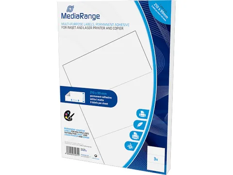 Mediarange Etiketten 210X99Mm 150Stuk Wit Permanent
