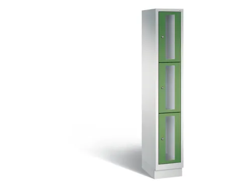 Lockerkast 1800x320x500mm 1x3 vakken Cilinderslot, Sokkel, RAL6011