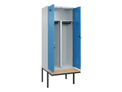 PBM-locker met bank,HxBxD 2120x800x815mm,2vak,vak B 400mm,draaigrendel
