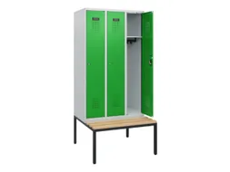 locker met bank,HxBxD 1950x900x815mm,3vak,vak B 300mm,cilinderslot