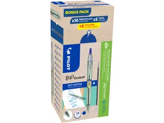 Balpen Pilot B2P Ecoball Begreen 1.6mm Extra Breed Blauw 10 stuks - 1
