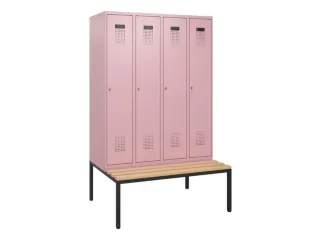 locker met bank,HxBxD 1950x1200x815mm,4vak,vak B 300mm,cilinderslot - 2