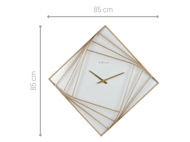 Wandklok Nextime groot 85x85cm metaal goud/wit Turning Time