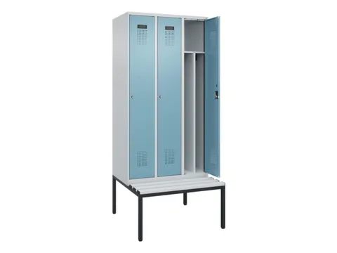 locker met bank,voor scheiding van kleding,HxBxD 2120x900x815mm,3vak