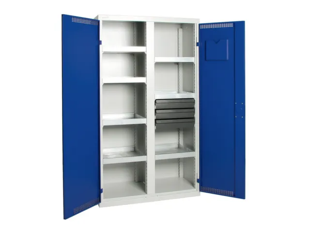 Milieukast Plaatstaal 10 Vakken Grijs Blauw Ventilatie 1800x1000x500mm