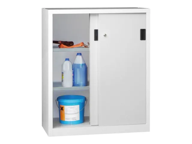 schuifdeurkast,HxBxD 1200x1000x600mm,RAL7035,front RAL7035