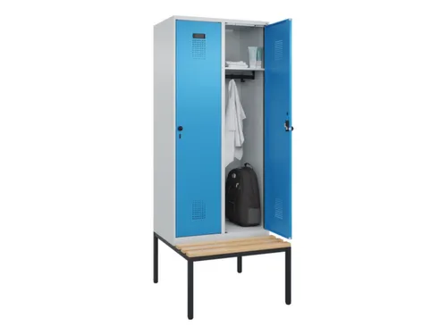 locker met bank,HxBxD 2120x800x815mm,2vak,vak B 400mm,draaigrendel