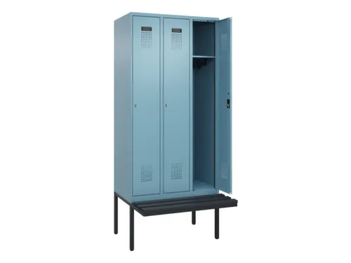 locker met bank,HxBxD 2120x900x815mm,3vak,vak B 300mm,cilinderslot