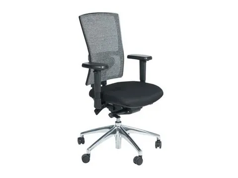 Bureaustoel 400 NPR Stof zwart, rug Wol/Mesh, Verchroomd voetkruis