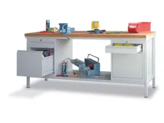 Werkbank Hxlxd 900x1500x700mm 4laden 1legbord Lichtgrijs