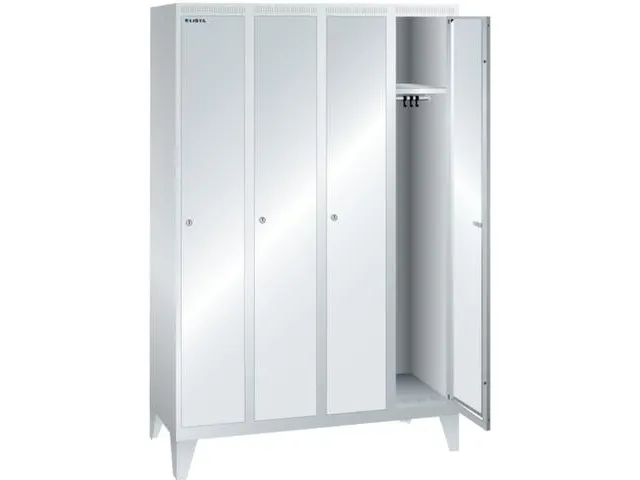 garderobekast,HxBxD 1850x1200x500mm,4vak,vak B 300mm,cil.-slot,voeten