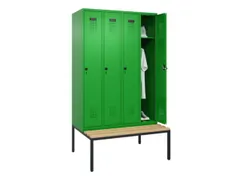 locker met bank,HxBxD 2120x1200x815mm,4vak,vak B 300mm,draaigrendel