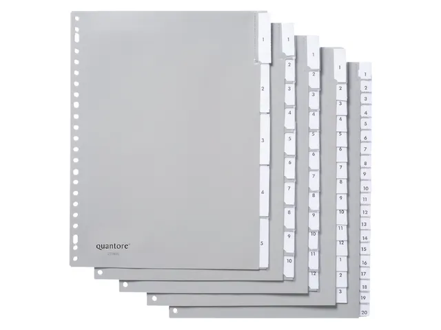 Intercalaires Quantore 23 Perf 15 Onglets à Fenêtre Gris Pp