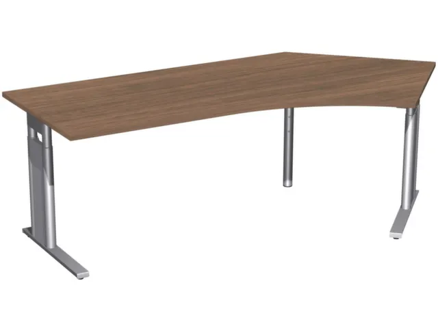 In hoogte verstelbaar hoekbureau 680-820x2166x1130mm noten zilver