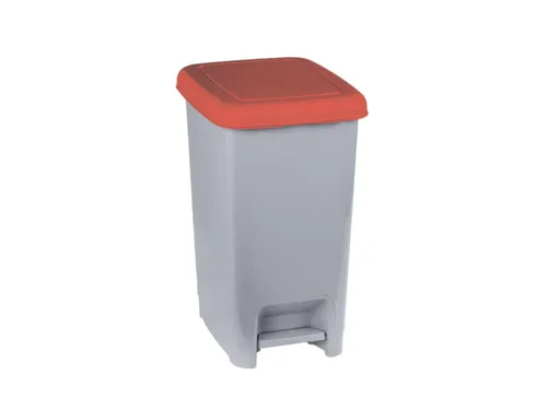 Slim,pedaalemmer 60L grijs/rood