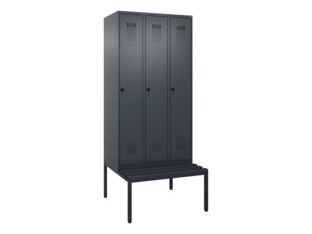 locker met bank,voor scheiding van kleding,HxBxD 2120x900x815mm,3vak