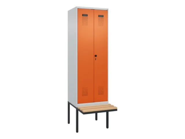 locker met bank,voor scheiding van kleding,HxBxD 2120x600x815mm,2vak