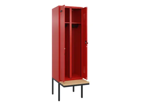 locker met bank,voor scheiding van kleding,HxBxD 2120x600x815mm,2vak