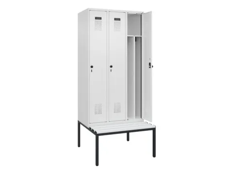 locker met bank,voor scheiding van kleding,HxBxD 2120x900x815mm,3vak