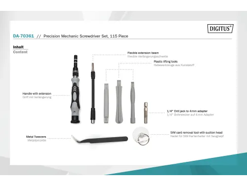 DIGITUS Fijnmechanica schroevendraaierset 115 delig
