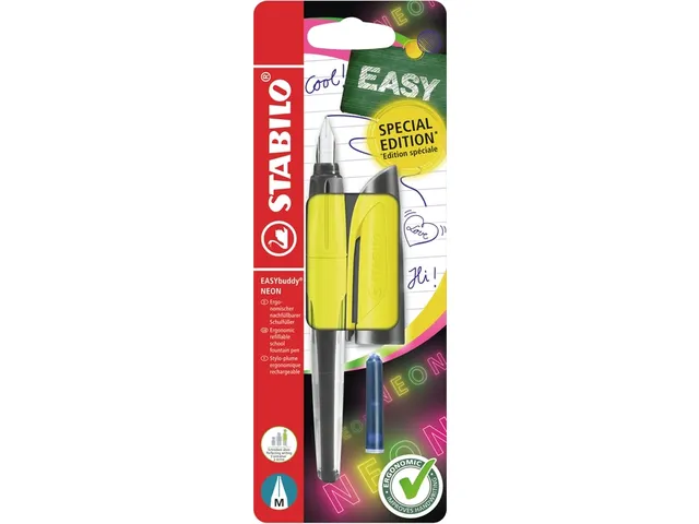 Vulpen STABILO Easybuddy M neon geel blister à 1 stuk