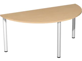 vergadertafel HxBxD 72x160x80cm halfrond Beuken 3voeten Alu Ronde buis - 1